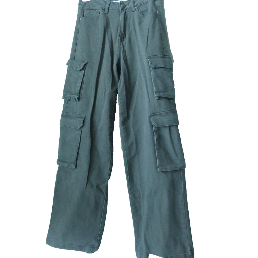YMI Jeans USA Womens Cargo Pants Gray Wide Leg Utility Streetwear Size 3